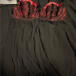 Ambrielle Black and Red Lace Chemise